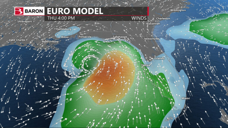 Capture d'écran des vents du modèle Euro