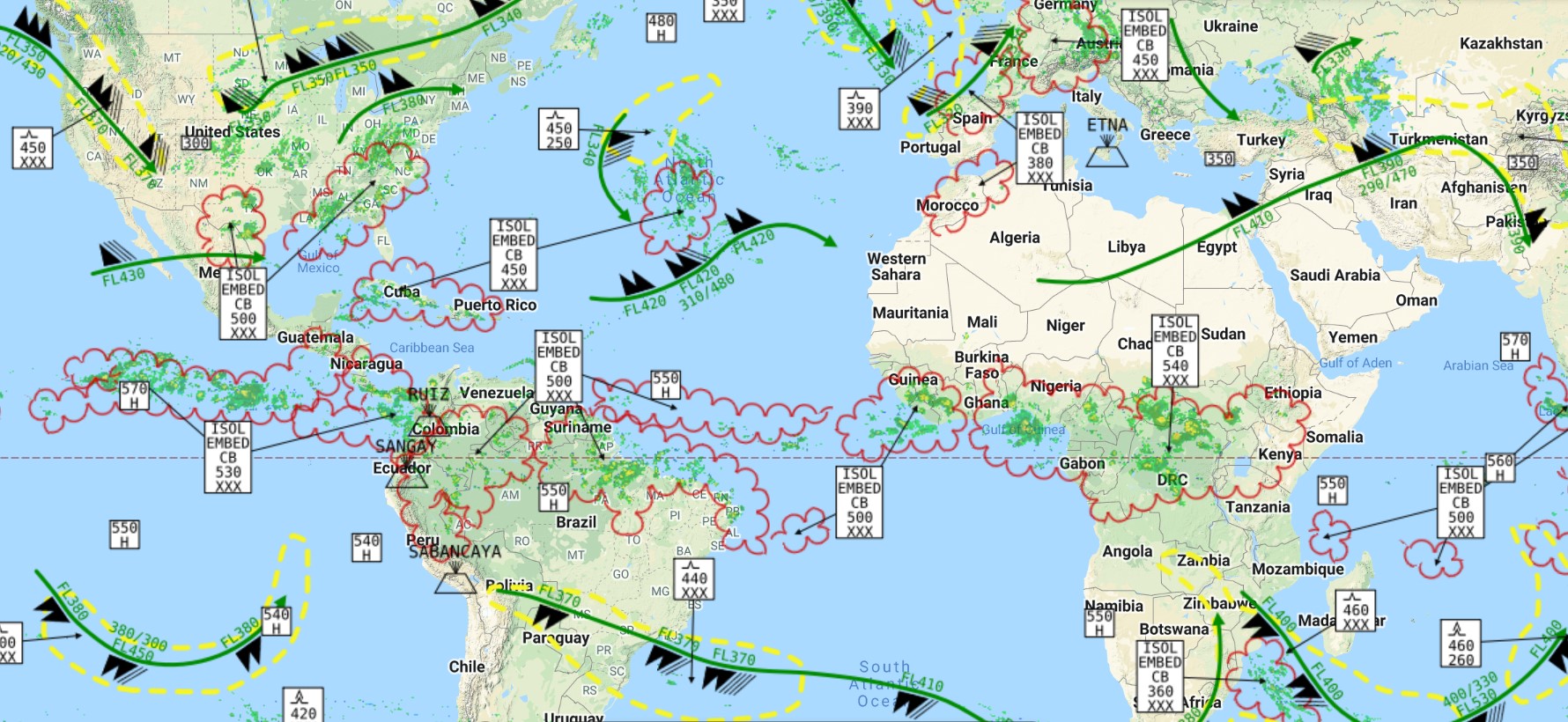 Image des risques de vol du radar mondial avec FlightRadar24