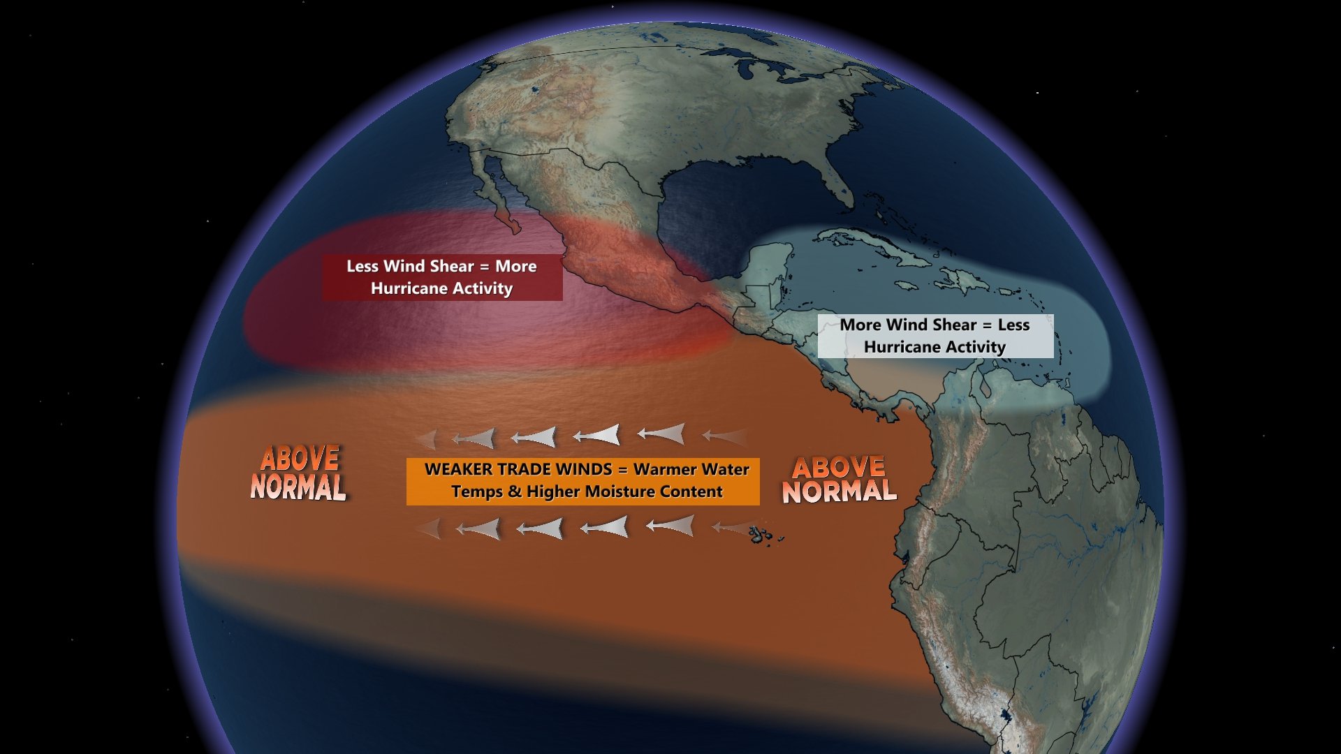 Une carte des impacts tropicaux d'El Nino.